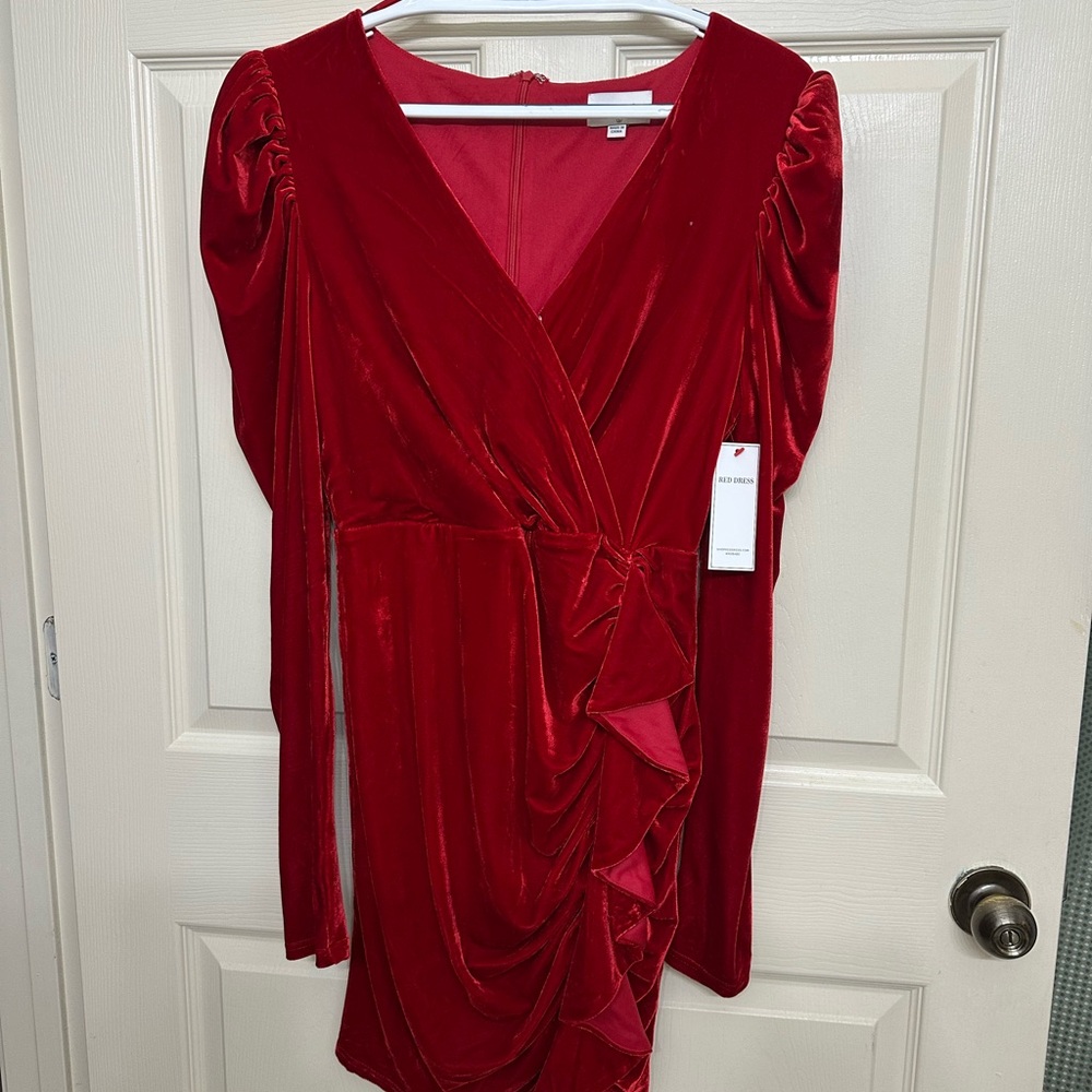 Elegant Red Velvet Dress